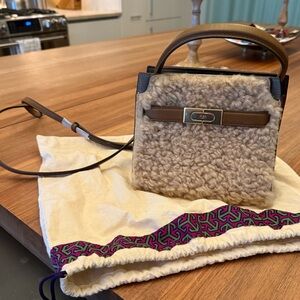 Tory Burch Lee Radziwill Shearling Petite Double Bag